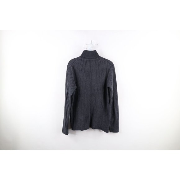 Vtg 90s Calvin Klein Womens Medium Faded Striped Ribbed Knit Turtleneck Sweater - Picture 5 of 7